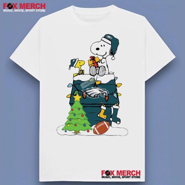 Snoopy Woodstock Philadelphia Eagles Christmas Unisex T Shirt 1