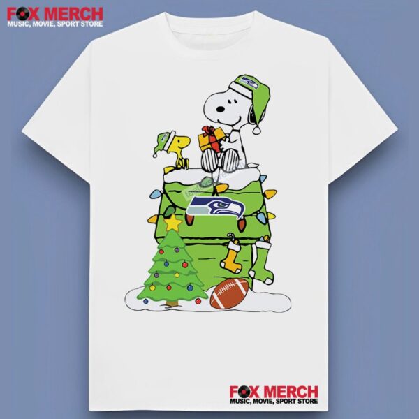 Snoopy Woodstock Seattle Seahawks Christmas Unisex T Shirt 1