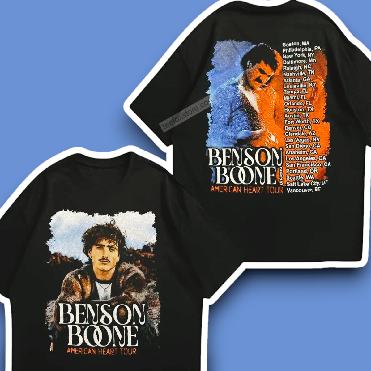 Benson Boone American Heart Tour 2025 Concert Shirt