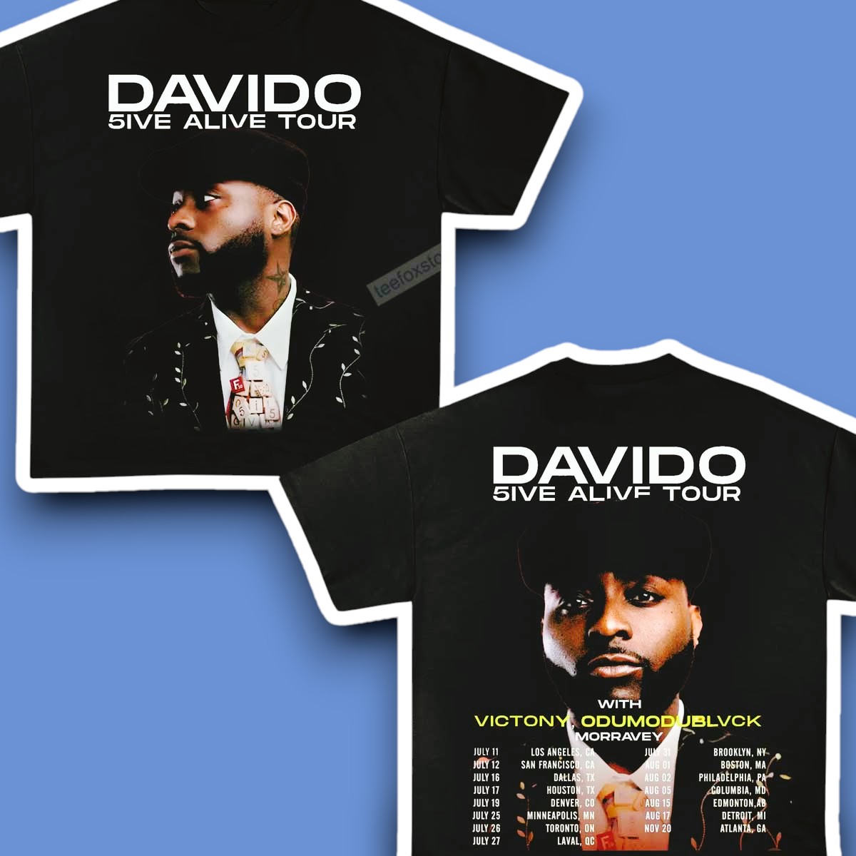 Davido 5Ive Alive Tour 2025 Concert Shirt