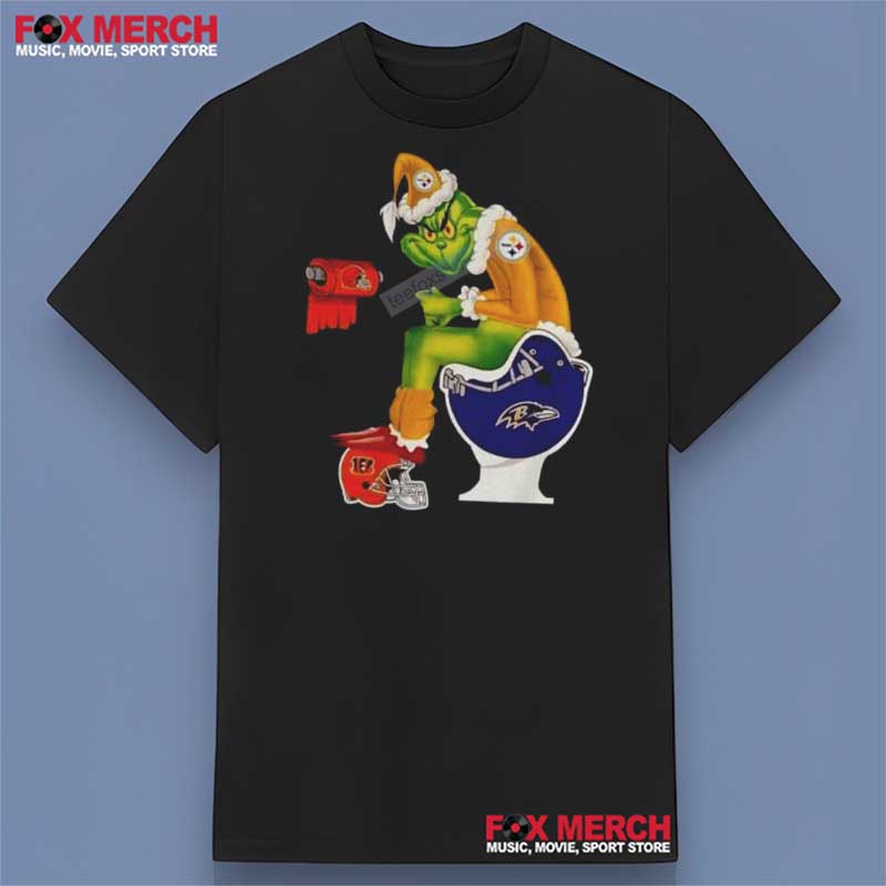 The Grinch Pittsburgh Steelers Sitting On Baltimore Ravens Helmet T-Shirt