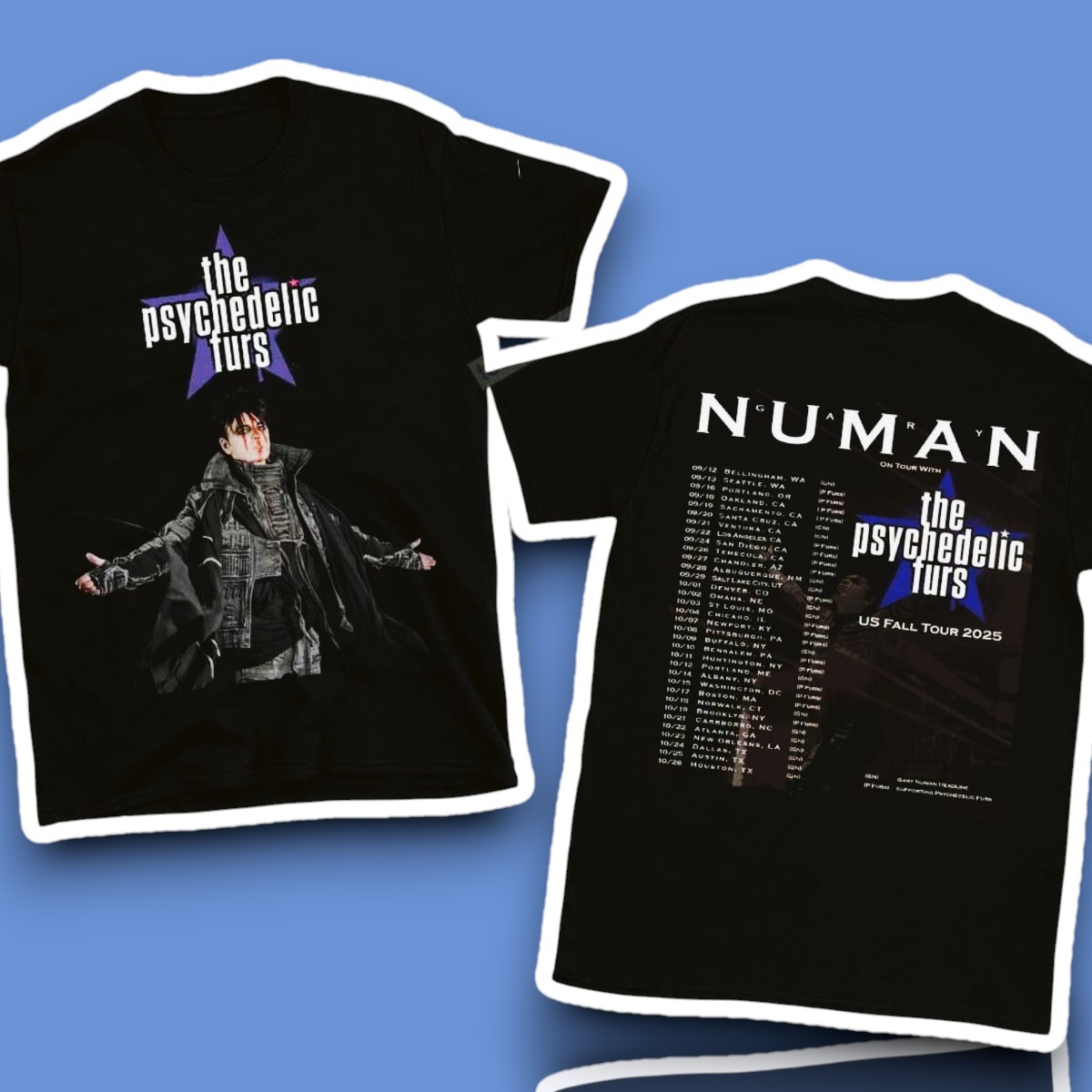 The Psychedelic Furs Gary Numan Tour 2025 Concert Shirt