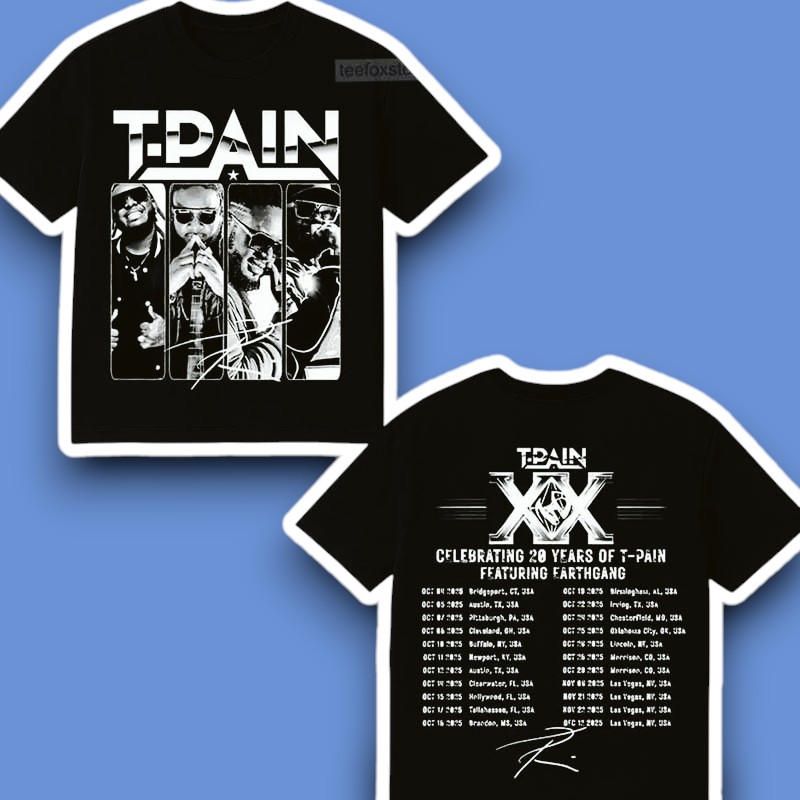 T-Pain TP20 Celebrating 20 Years of His Music Career 2025 Tour Shirt