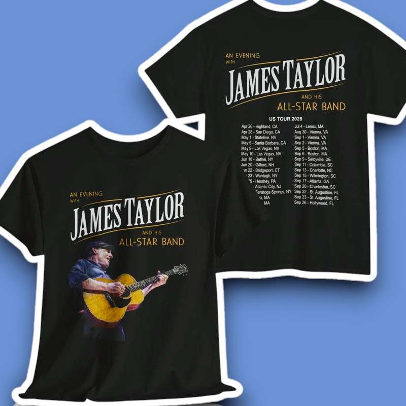 An Evening with James Taylor Tour 2026 Concert Graphic T Shirt