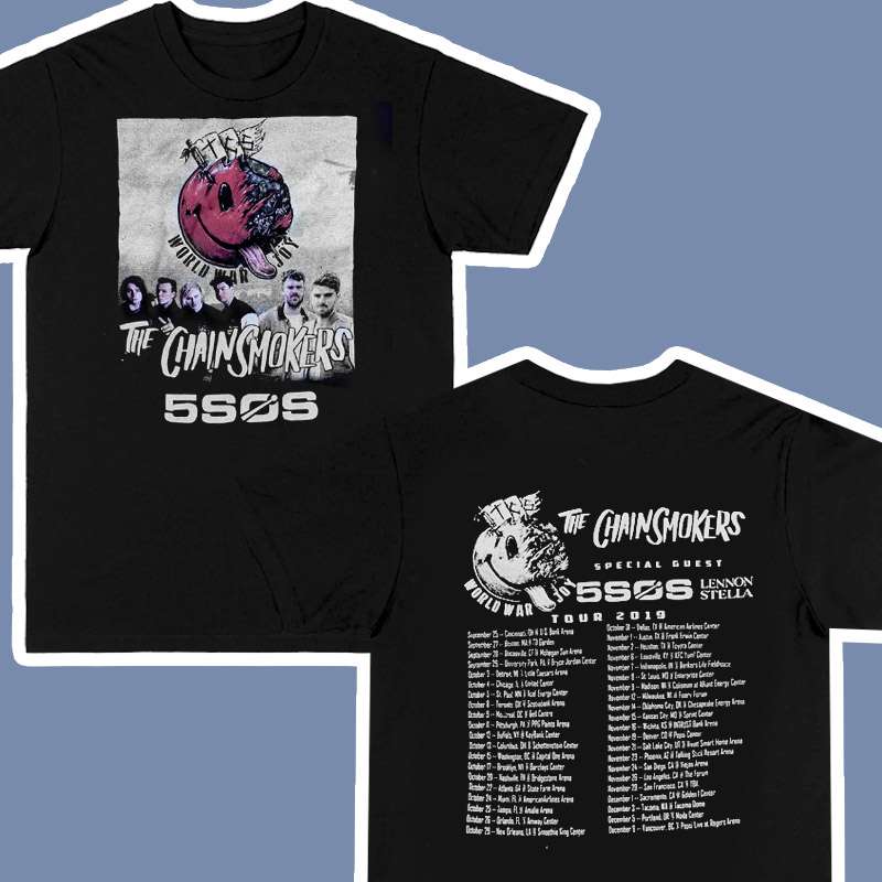 The ChainSmokers 5SOS Lennon Stella World War Joy Tour 2019 Graphic T Shirt