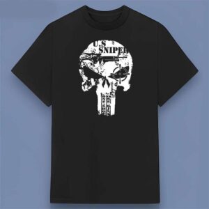 US Sniper Skull Logo Graphic T Shirt