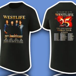 Westlife 25 Years Of Hits The Anniversary World Tour 2026 Europe Graphic Shirt